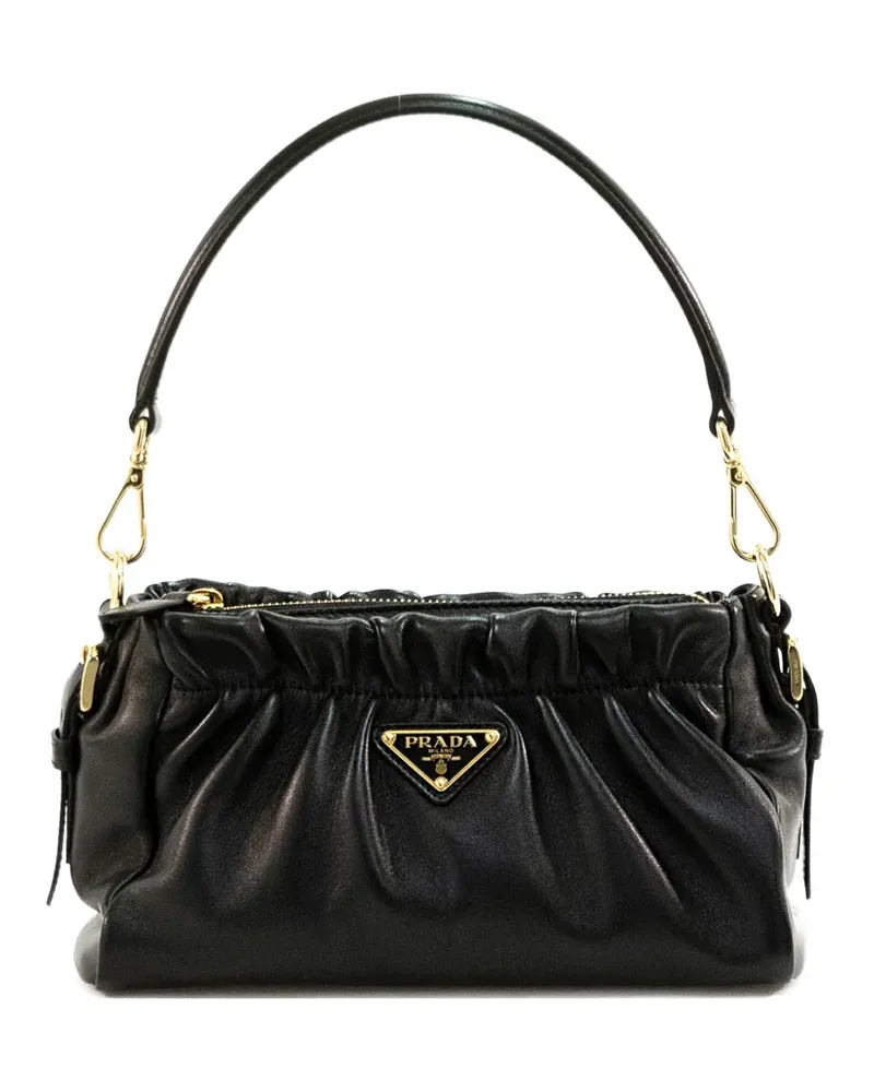 Prada Schultertasche mit Raffungen - Schwarz Schwarz