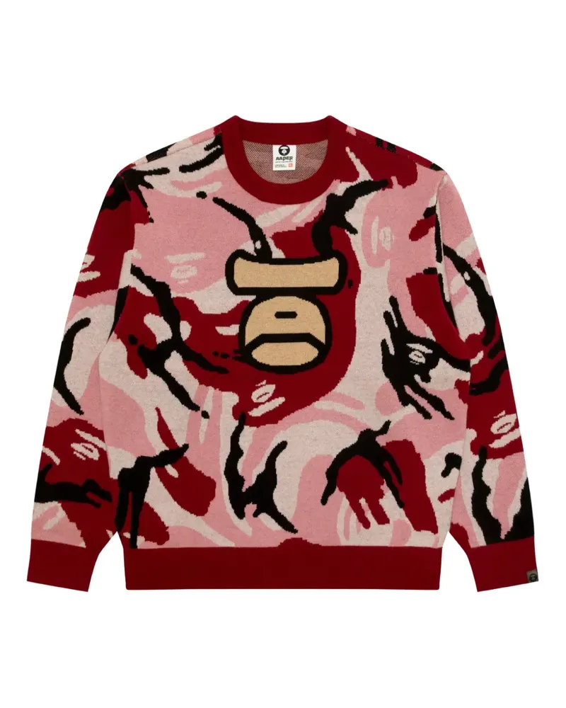 BAPE Moonface Pullover mit Camouflagemuster - Rot Rot