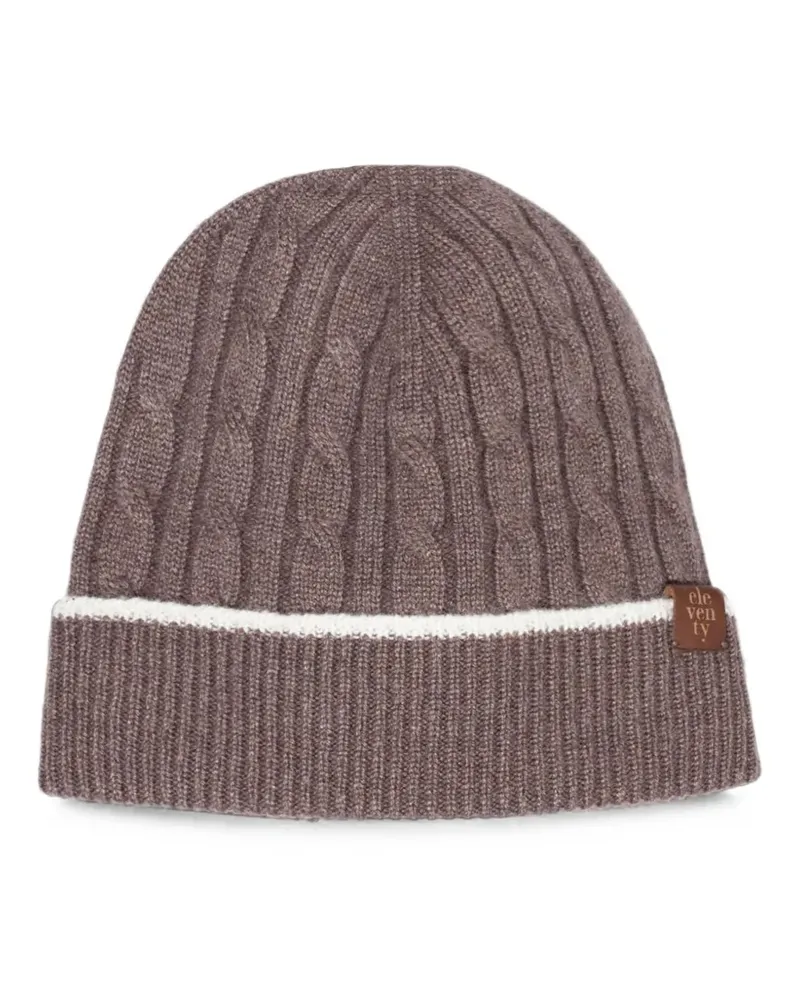 Eleventy cable-knit beanie hat - Braun Braun