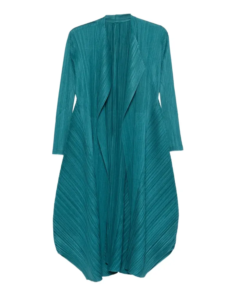 Issey Miyake pleated open-front coat - Blau Blau