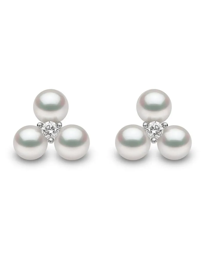 YOKO London 18kt Weißgoldohrringe mit Diamanten und Perlen - Silber Silber