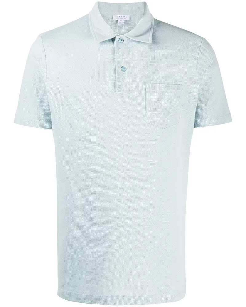 Sunspel Kurzärmeliges Poloshirt - Blau Blau