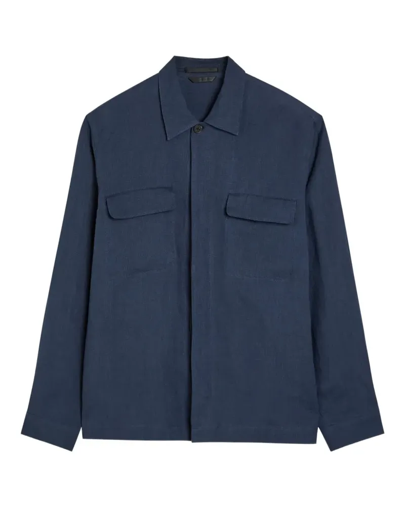 Sunspel Hemdjacke mit Klappentasche - Blau Blau
