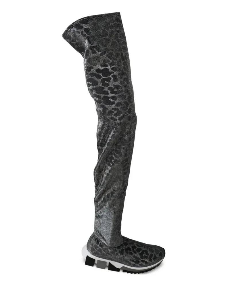 Dolce & Gabbana leopard-print over-the-knee boots - Grau Grau