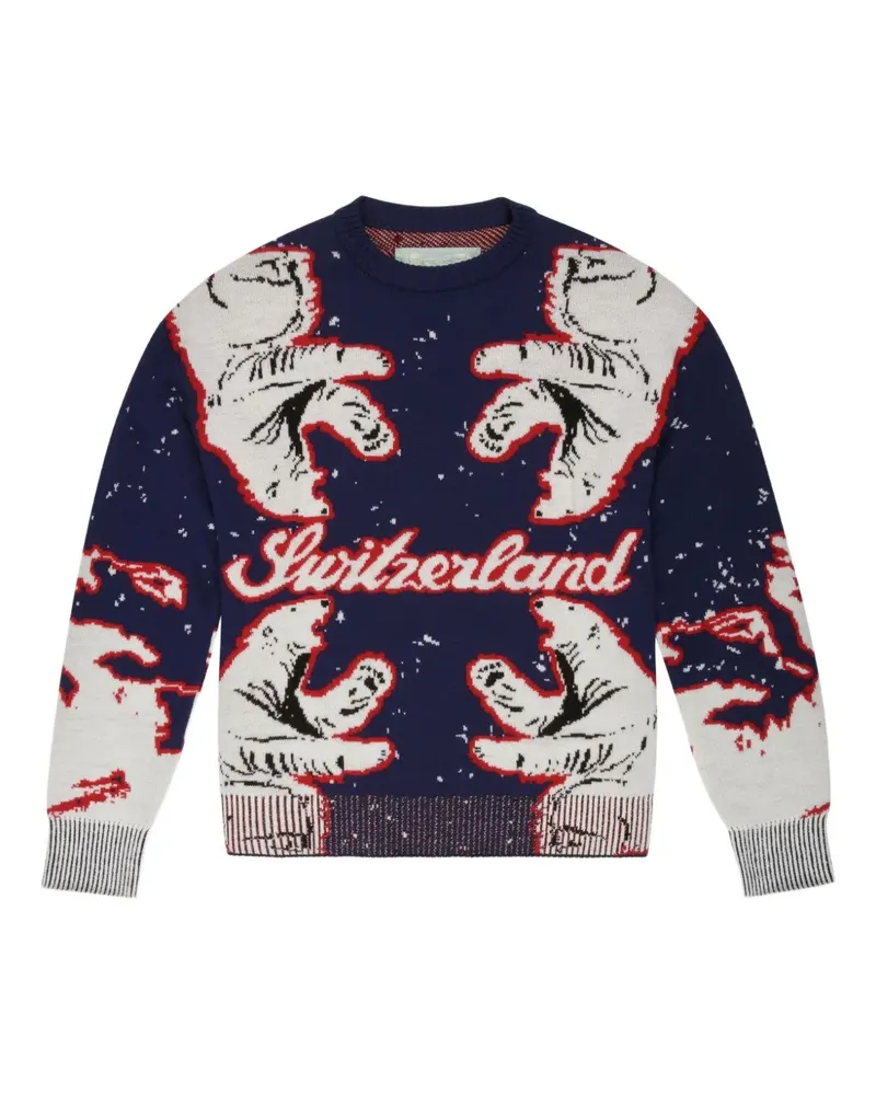 Bally Switzerland Pullover mit Bärenmuster - Blau Blau
