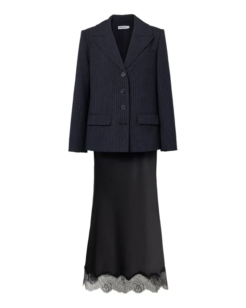 Self-Portrait tailored blazer satin midi dress - Schwarz Schwarz