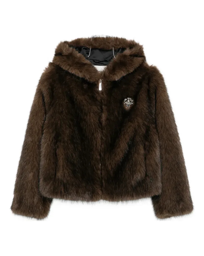 Maje Kapuzenmantel aus Faux Fur - Braun Braun