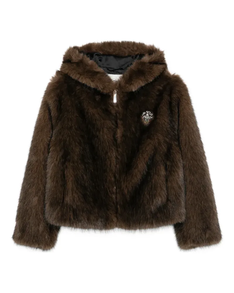 Maje Kapuzenmantel aus Faux Fur - Braun Braun