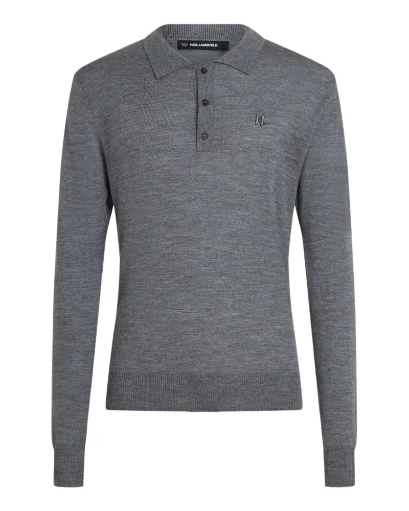 Karl Lagerfeld Poloshirt aus Merinowolle - Grau Grau