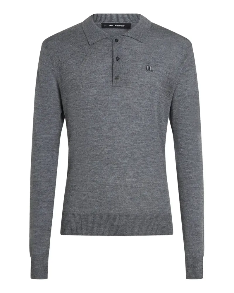 Karl Lagerfeld Poloshirt aus Merinowolle - Grau Grau