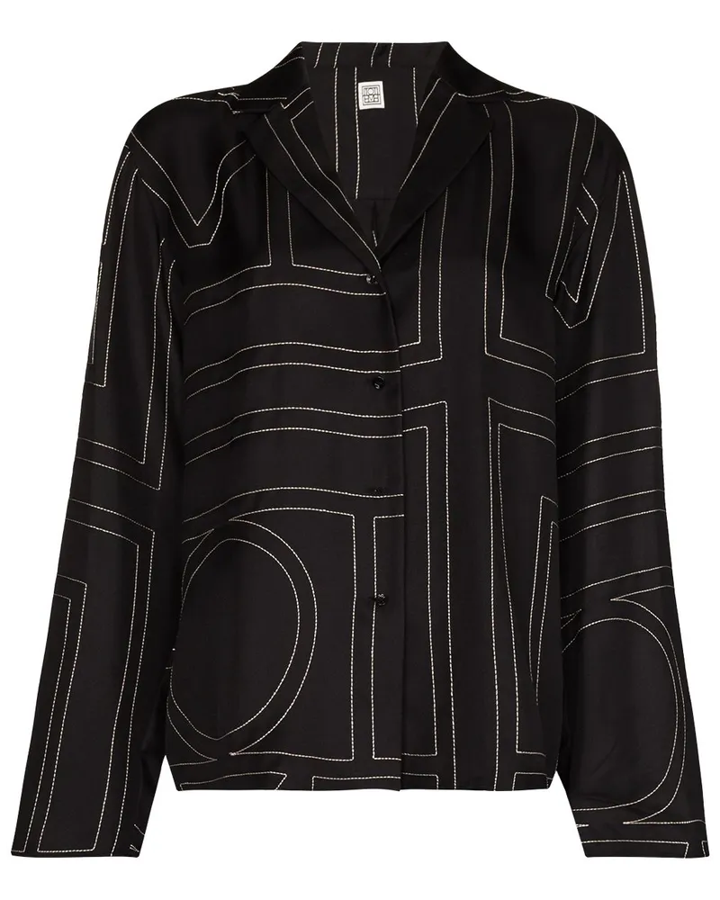 Totême Sanville Seidenhemd mit Monogramm - Schwarz Schwarz