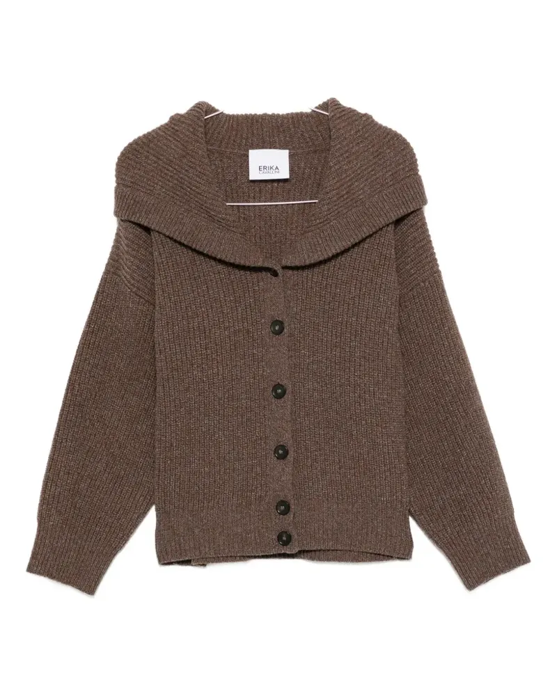 Erika Cavallini Donato hooded ribbed-knit cardigan - Braun Braun