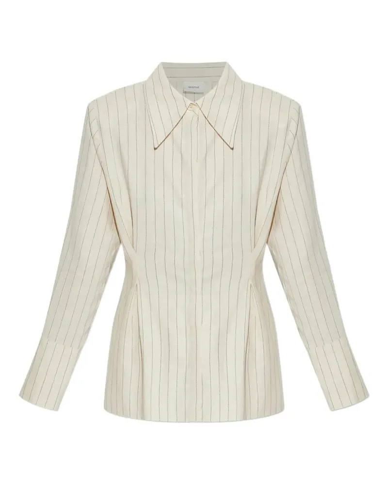 Gestuz pinstripe collared shirt - Nude Nude