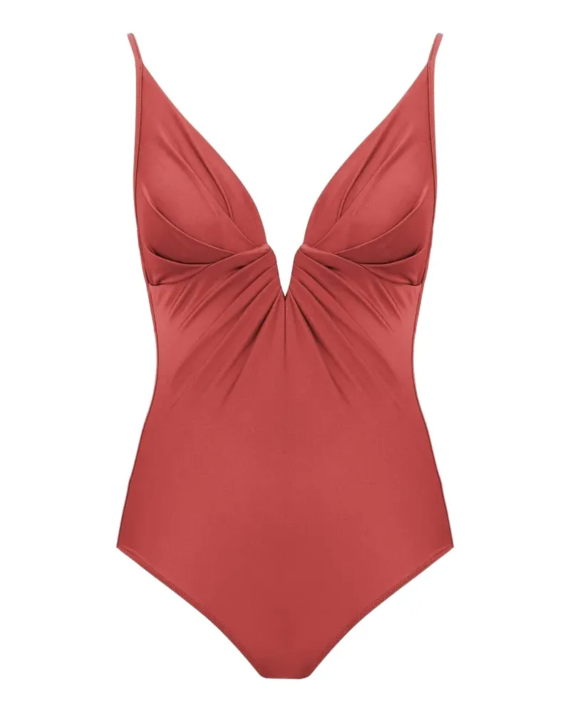 Zimmermann Solstice ruched-detailing V-neck swimsuit - Rot Rot