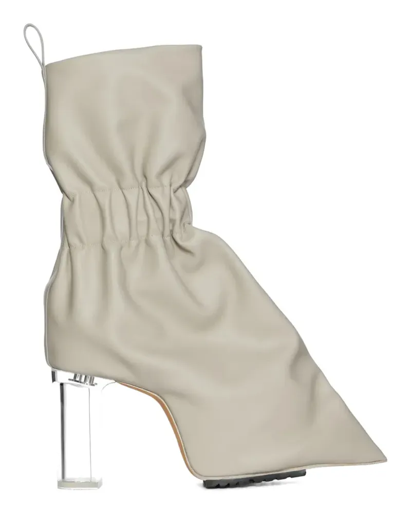 Rick Owens Taquito gathered leather ankle boots - Grau Grau