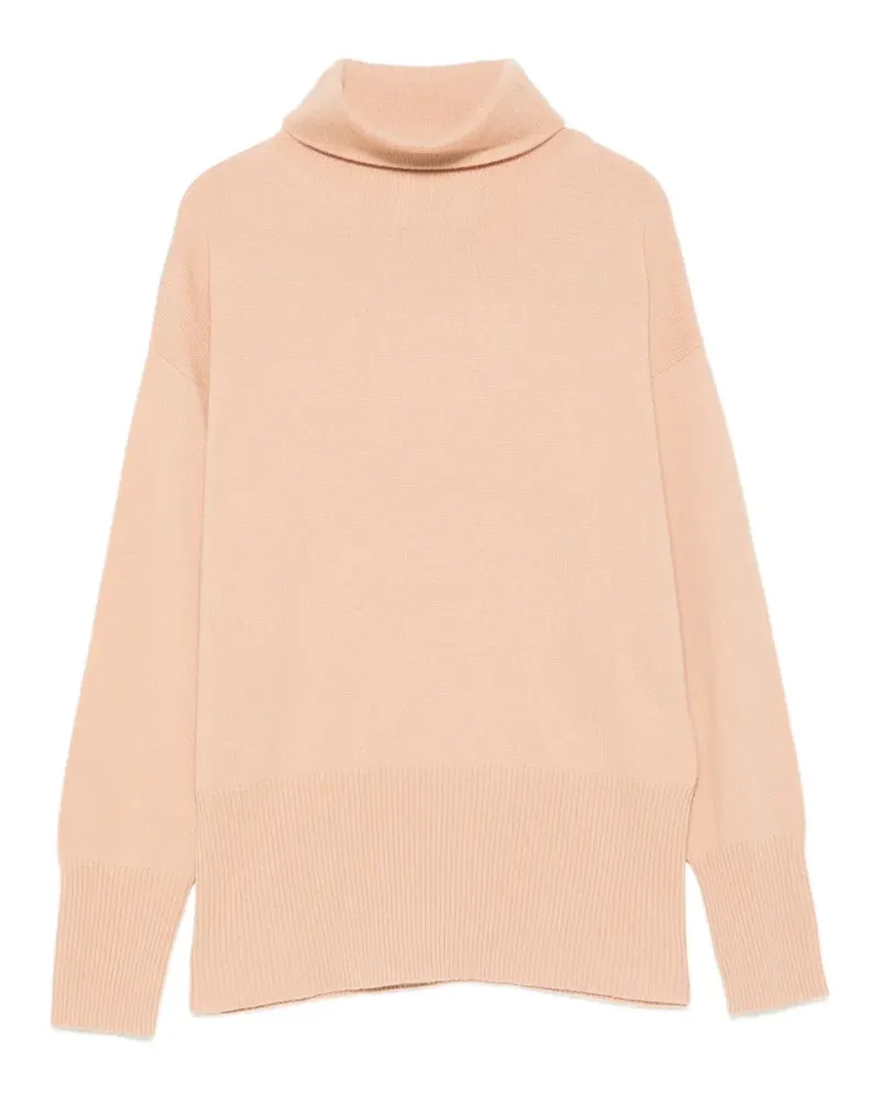 Alpha Studio Rollkragenpullover mit geripptem Saum - Nude Nude