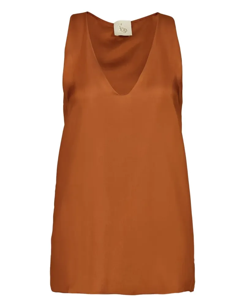 PAULA Serena Tanktop aus Seide mit V-Ausschnitt - Orange Orange