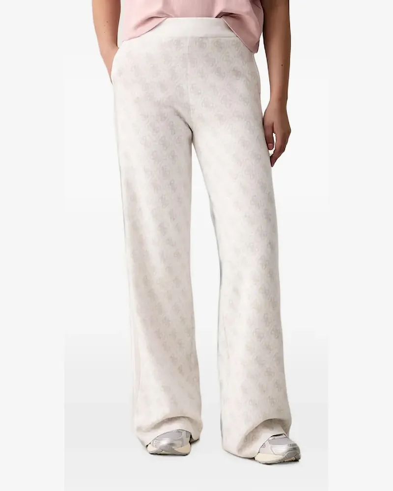 Guess logo-jacquard wide-leg track pants - Nude Nude