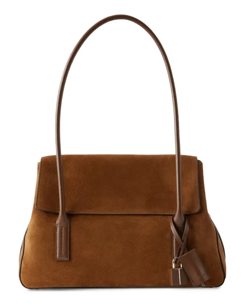 Tom Ford padlock-detail suede shoulder bag - Braun Braun