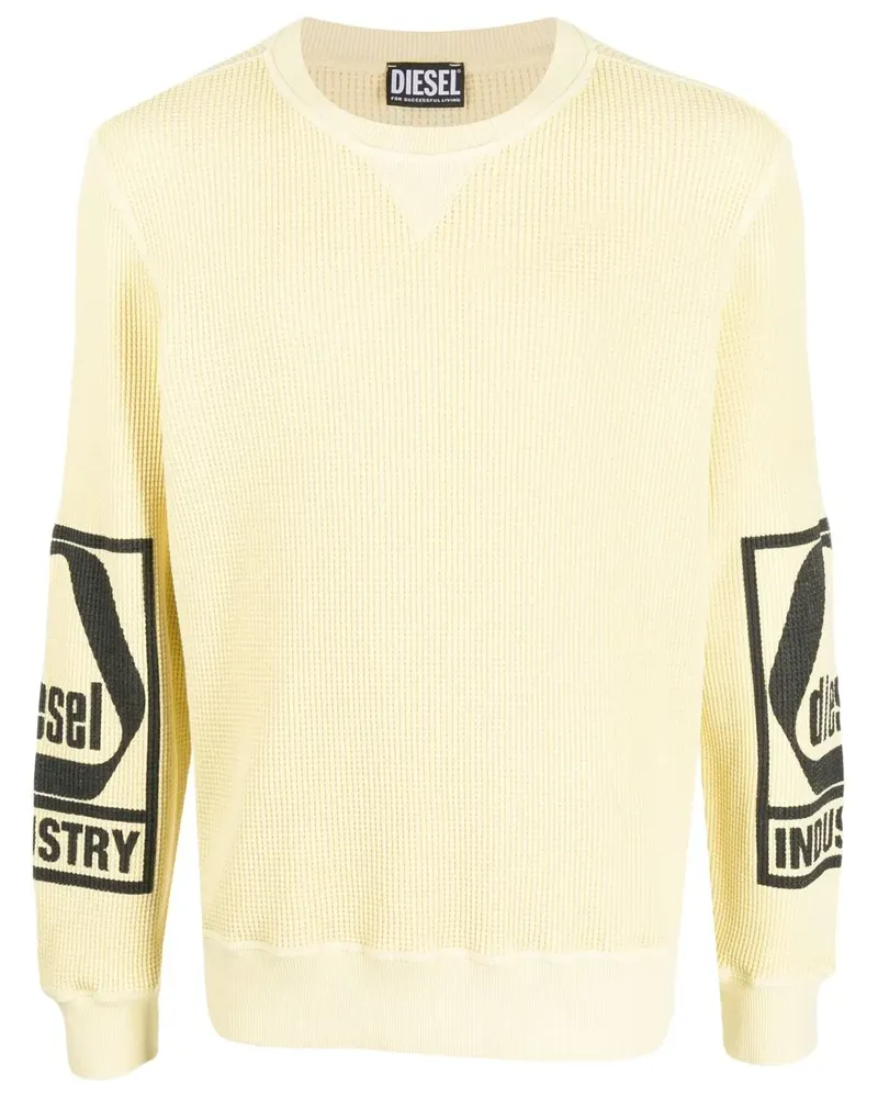 Diesel Grob gestrickter Pullover mit Logo - Gelb Gelb