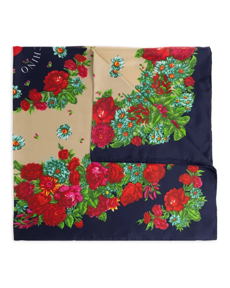 Moschino floral-print silk scarf - Blau Blau