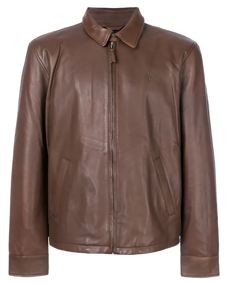 Ralph Lauren Gerade Lederjacke - Braun Braun