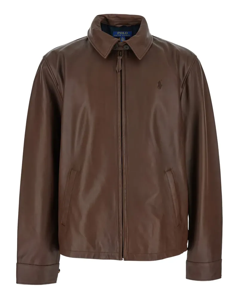 Ralph Lauren Gerade Lederjacke - Braun Braun