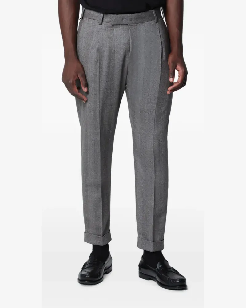 PT TORINO herringbone-pattern pleated trousers - Grau Grau