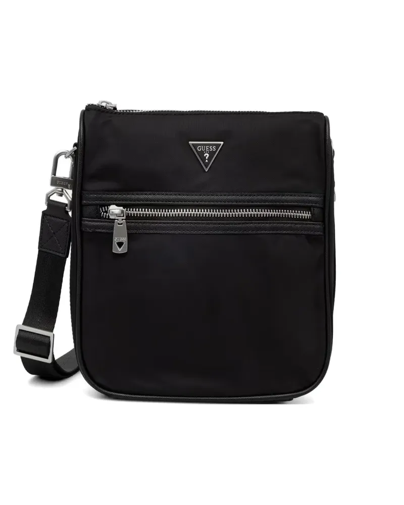 Guess Milano logo-plaque zip-fastening messenger bag - Schwarz Schwarz