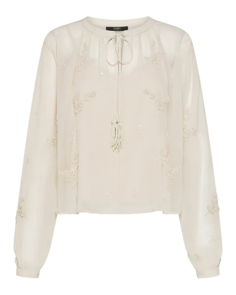 Seventy floral-embellished blouse - Nude Nude