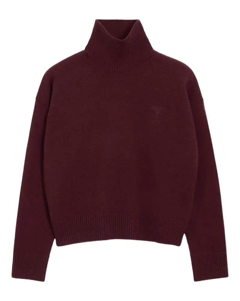 AMI Paris Rollkragenpullover mit Logo - Rot Rot