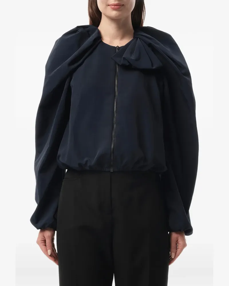 Lanvin bow-detail gathered jacket - Blau Blau