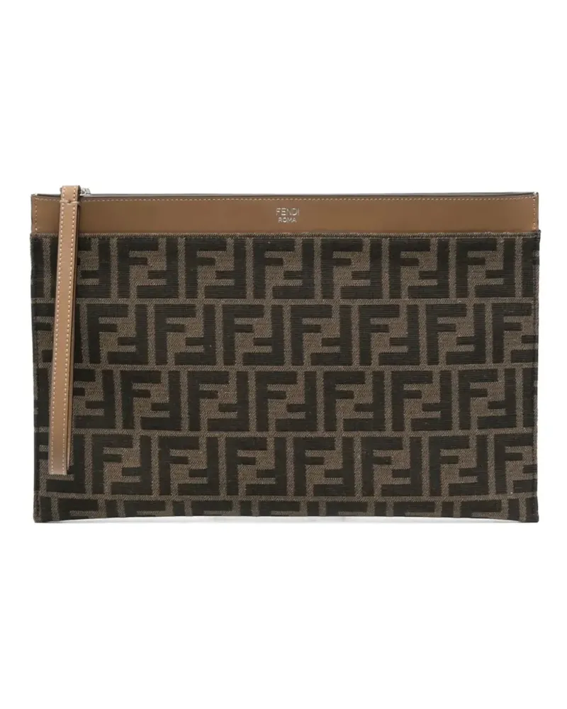 Fendi Clutch mit FF-Monogramm - Braun Braun