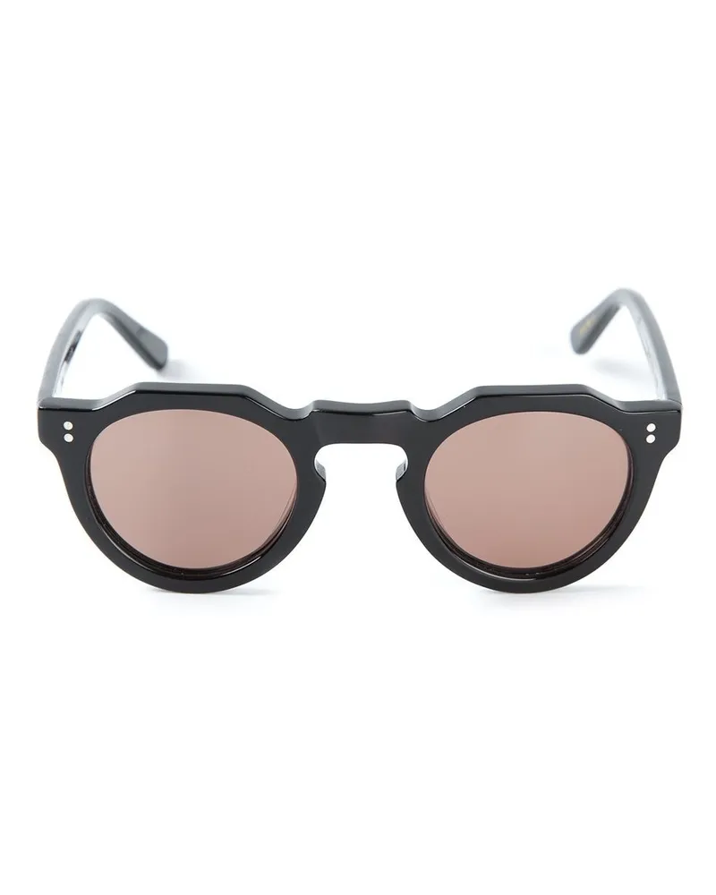Lesca Runde Sonnenbrille - Schwarz Schwarz