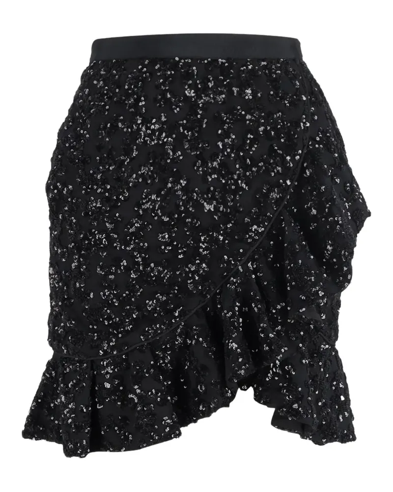 Self-Portrait sequin-embellished ruffled mini skirt - Schwarz Schwarz