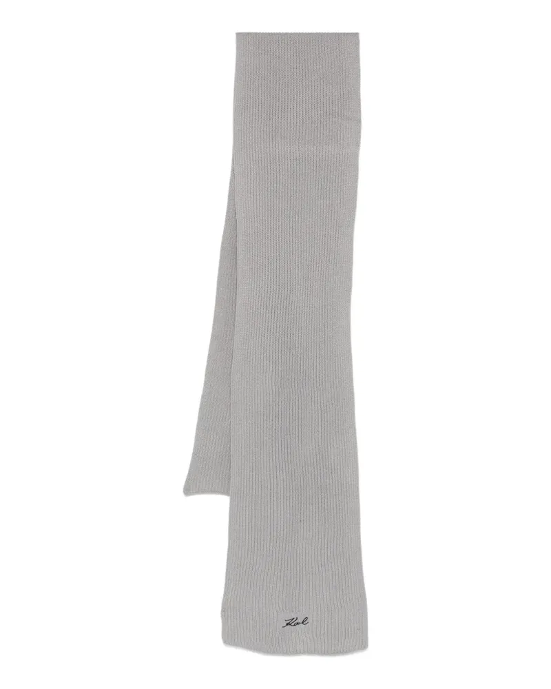 Karl Lagerfeld Gerippter Schal mit Logo - Grau Grau