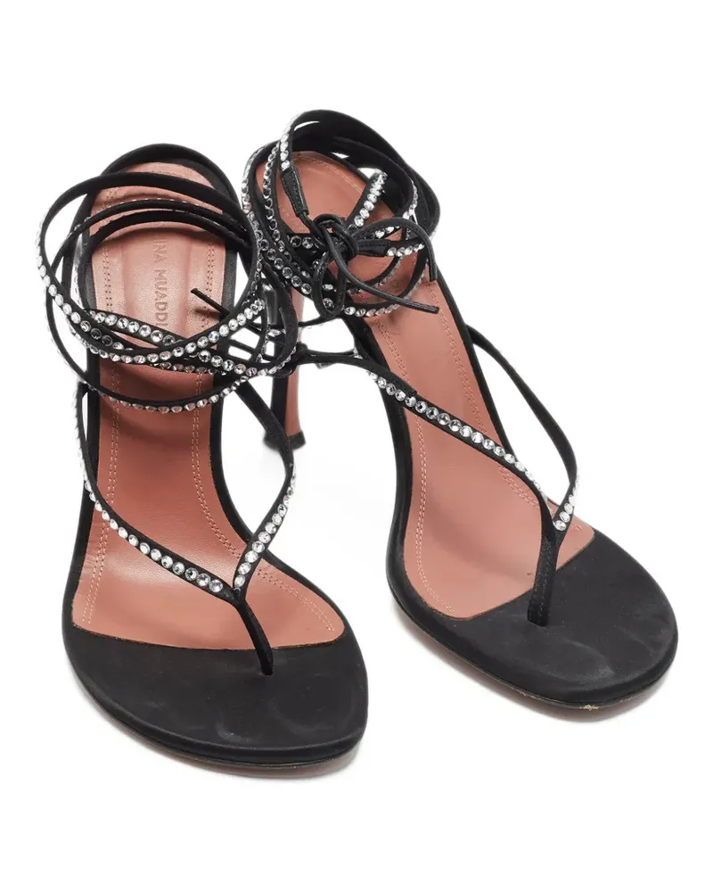 Amina Muaddi Cora Sandalen mit Kristallen - Schwarz Schwarz
