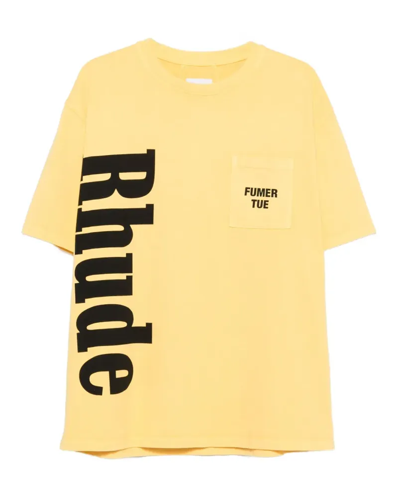RHUDE T-Shirt mit Brusttasche - Gelb Gelb