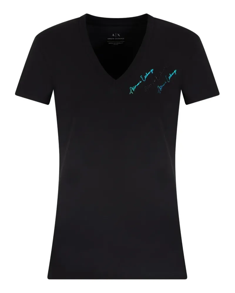 Armani Exchange T-Shirt mit Logo-Print - Schwarz Schwarz