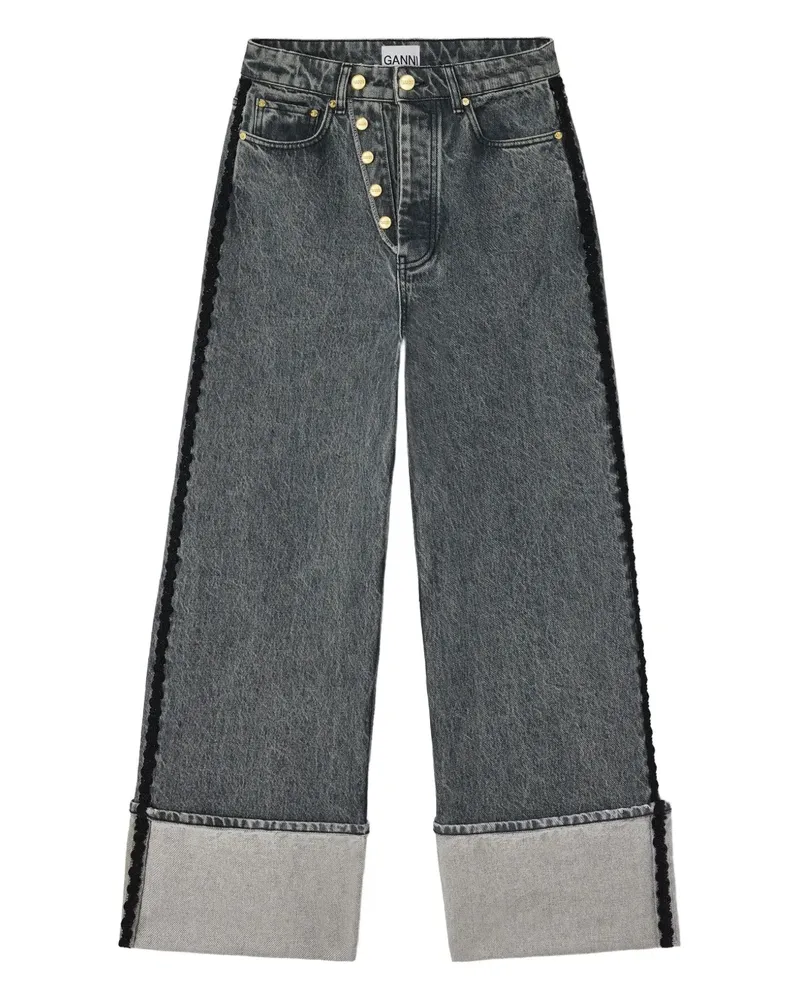 Ganni Jeans mit Knopfdetail - Grau Grau