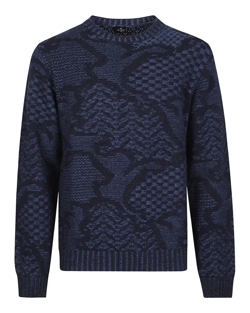 Etro geometric-pattern wool sweater - Blau Blau