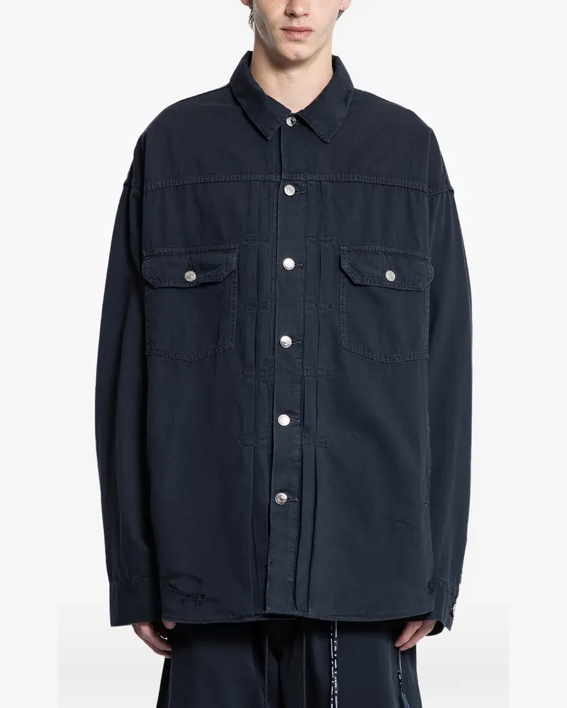 Mastermind World skull distressed denim shirt - Blau Blau