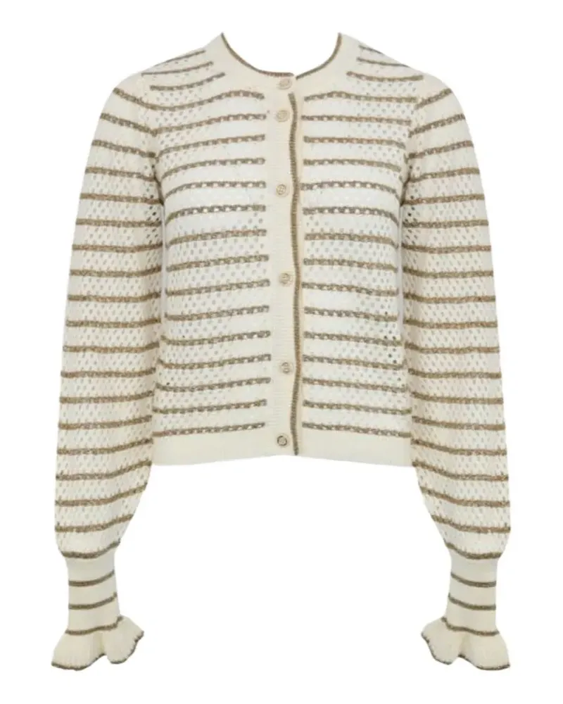 Twin-Set Gestreifter Cardigan - Weiß Weiß