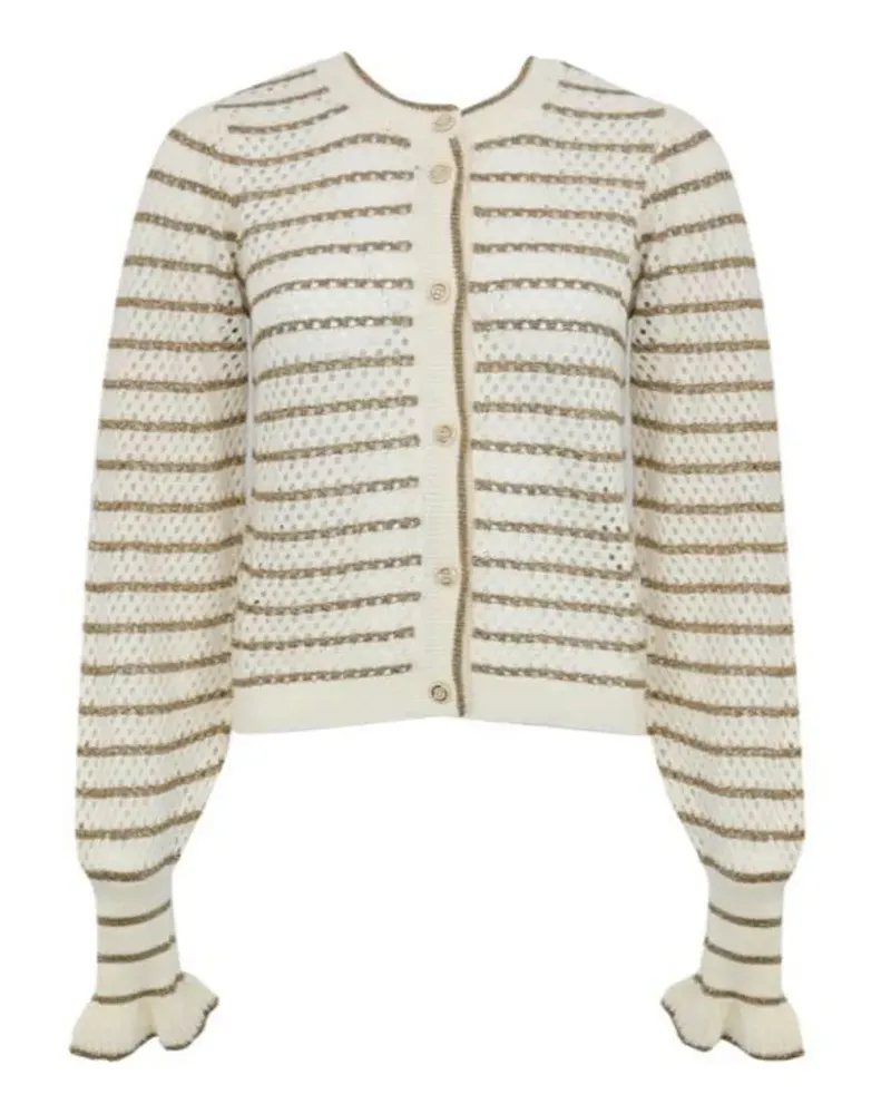 Twin-Set Gestreifter Cardigan - Weiß Weiß