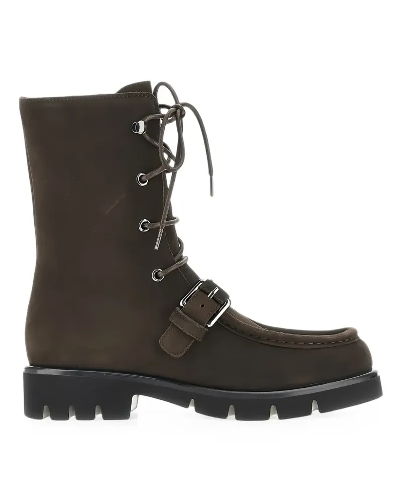 Emporio Armani buckle-detail lace-up boots - Braun Braun