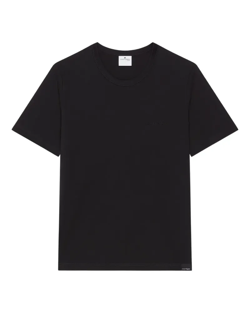 Courrèges T-Shirt mit rundem Ausschnitt - Schwarz Schwarz