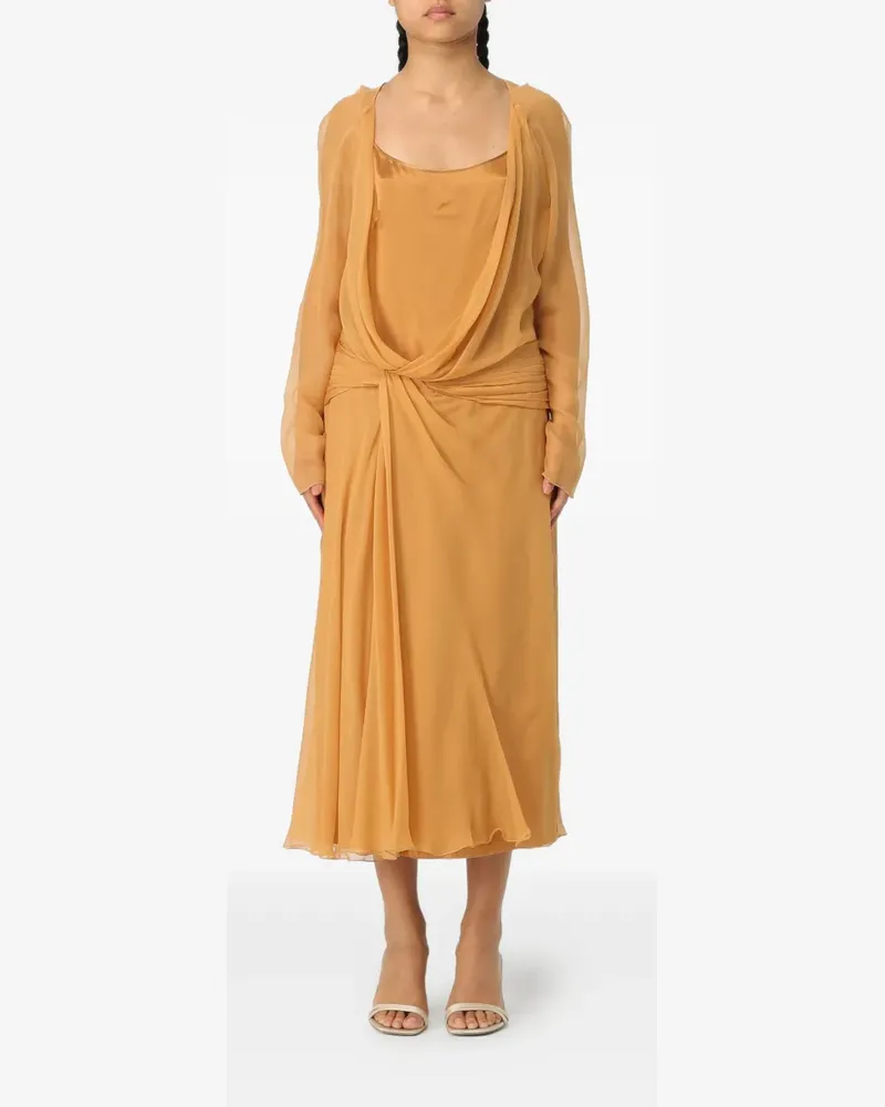 Alberta Ferretti Drapiertes Chiffon-Midikleid - Gelb Gelb