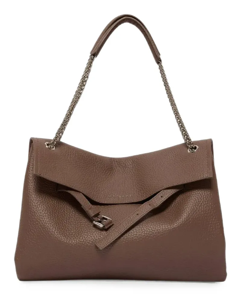 Orciani Midi Venus Schultertasche aus gekörntem Leder - Braun Braun