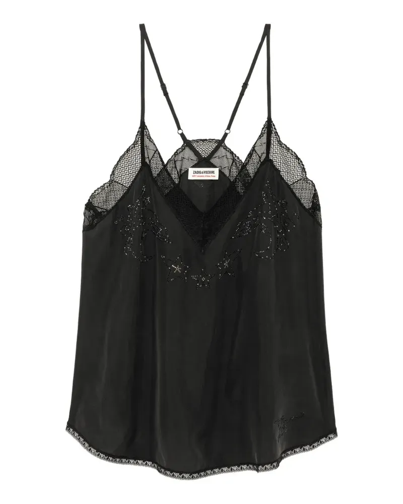 Zadig & Voltaire Christy silk strass paisley top - Schwarz Schwarz