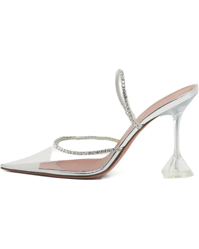 Amina Muaddi Gilda Mules mit Kristallen - Weiß Weiß